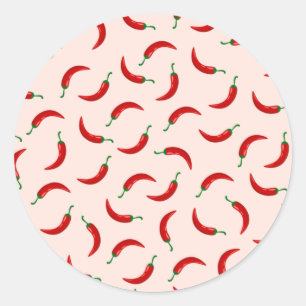 Rode chilipepers op lichte achtergrond ronde sticker