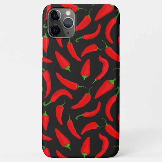 Rode chilipepers op zwart koel patroon Case-Mate iPhone case (Achterkant)