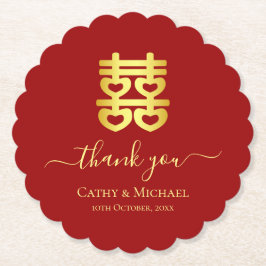 Rode Chinese bruiloft bedankt Kartonnen Onderzetters