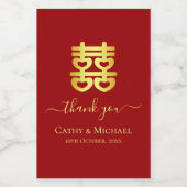 Rode Chinese bruiloft bedankt Wijn Etiket (Enkel label)