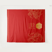 Rode Chinese bruiloft draak en feniks achtergrond Wandkleed (Voorkant (horizontaal))