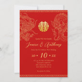 Rode Chinese bruiloft draak en feniks Kaart (Voorkant)