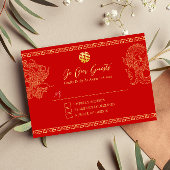 Rode Chinese bruiloft draak feniks bruids RSVP Kaartje