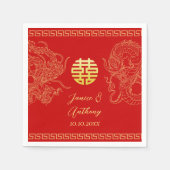 Rode Chinese bruiloft draak feniks receptie Servet (Voorkant)