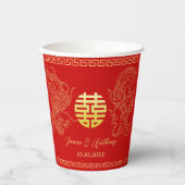 Rode Chinese bruiloft draak feniks thee ceremonie Papieren Bekers (Voorkant)