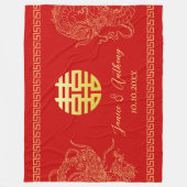 Rode Chinese bruiloft draak feniks traditioneel Fleece Deken (Voorkant)