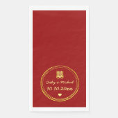 Rode chinese bruiloft dubbele geluksstempel servet (Voorkant)