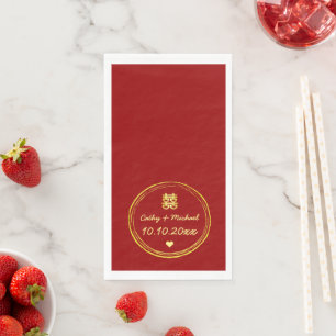 Rode chinese bruiloft dubbele geluksstempel servet