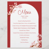 Rode Chinese bruiloft kersenbloesem boog banket Menu (Voorkant)