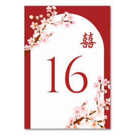 Rode Chinese bruiloft kersenbloesem boog Kaart