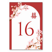 Rode Chinese bruiloft kersenbloesem boog Kaart (Achterkant)