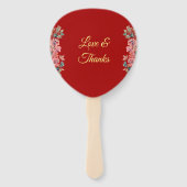 Rode Chinese bruiloft met dubbel geluk floral Handwaaier (Achterkant)