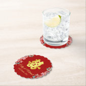 Rode Chinese bruiloft met dubbel geluk floral Kartonnen Onderzetters (Insitu)
