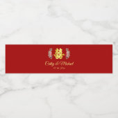 Rode Chinese bruiloft met dubbel geluk floral Waterfles Etiket (Enkel label)