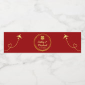 Rode Chinese bruiloft met dubbele geluksstempel lo Waterfles Etiket (Enkel label)