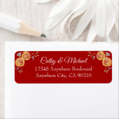 Rode Chinese bruiloft oranje bloemetjesadres Etiket (Insitu)