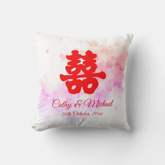 Rode Chinese bruiloft romantische kerkers bloesem Kussen (Voorkant)