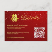 Rode Chinese bruiloft sneeuwvlok details Informatiekaartje (Voorkant)