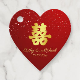 Rode Chinese bruiloft sneeuwvlok dubbel geluk Fav Bedankjes Labels