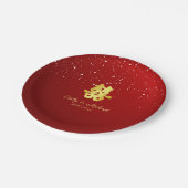 Rode Chinese bruiloft snowflake dubbel geluk Pap Papieren Bordje (Gekanteld)