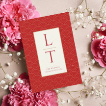 RODE CHINESE CHINOISERIE BRUILOFT UITNODIGING