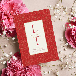 RODE CHINESE CHINOISERIE BRUILOFT UITNODIGING