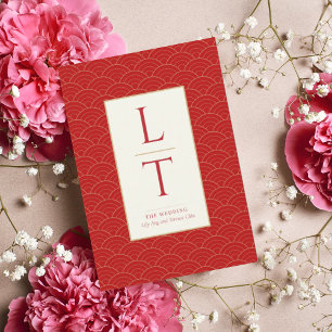 RODE CHINESE CHINOISERIE BRUILOFT UITNODIGING