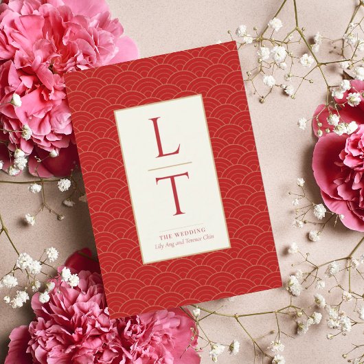 RODE CHINESE CHINOISERIE BRUILOFT UITNODIGING