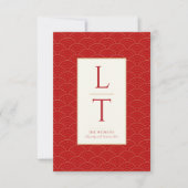 RODE CHINESE CHINOISERIE BRUILOFT UITNODIGING (Voorkant)