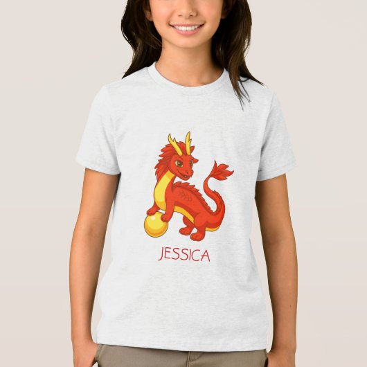 Rode Chinese Draak Aangepaste Naam Tri-Blend Shirt (Voorkant)