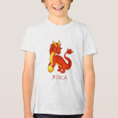 Rode Chinese Draak Aangepaste Naam Tri-Blend Shirt (Voorkant)