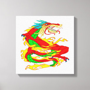 Rode Chinese draak Canvas Afdruk
