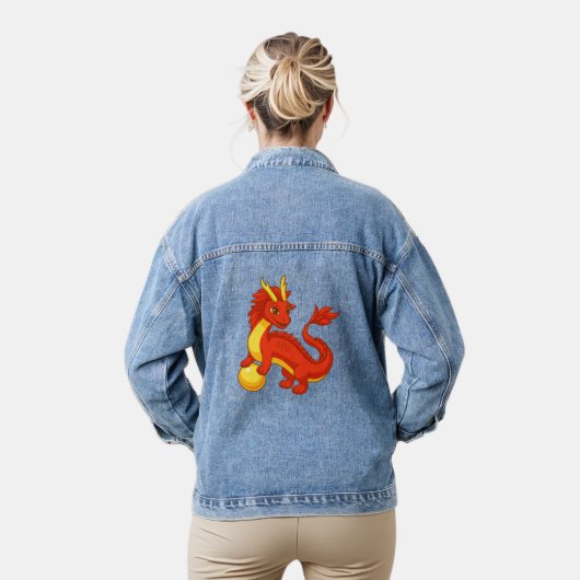 Rode Chinese Draak Denim Jacket (Model)