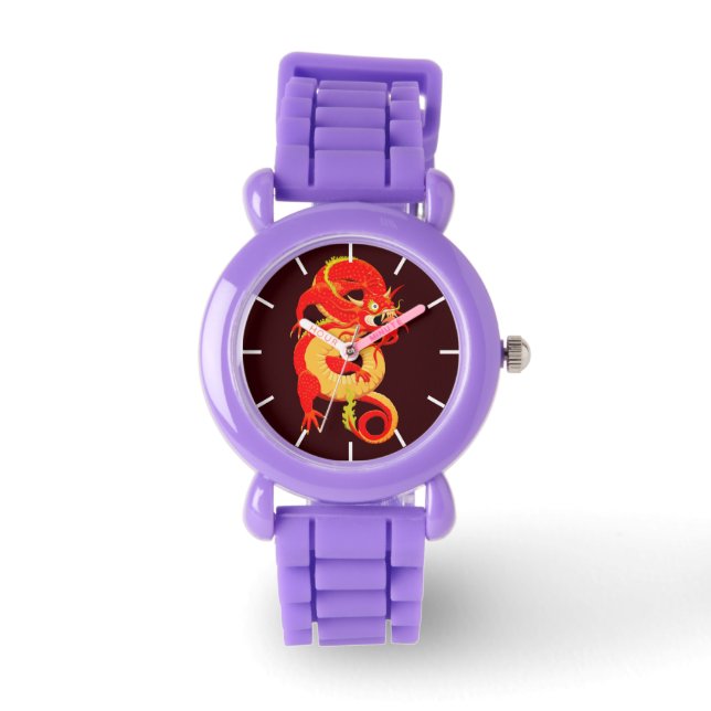 Rode Chinese draak Horloge (Voorkant)