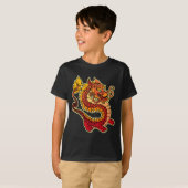 Rode Chinese draak Kinder donkere T-shirt (Voorkant volledig)