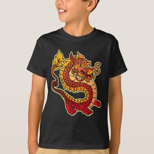 Rode Chinese draak Kinder donkere T-shirt (Voorkant)