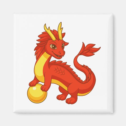 Rode Chinese Draak Magneet (Voorkant)