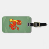 Rode Chinese Draak op Groen Bagagelabel (Voorkant horizontaal)
