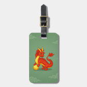Rode Chinese Draak op Groen Bagagelabel (Voorkant verticaal)