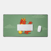 Rode Chinese Draak op Groen Bureaumat (Keyboard & Muis)