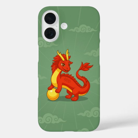 Rode Chinese Draak op Groen Case-Mate iPhone Case (Achterkant)