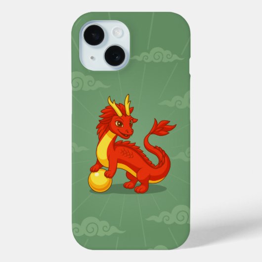 Rode Chinese Draak op Groen Case-Mate iPhone Case (Achterkant)