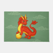 Rode Chinese Draak op Groen Deurmat (Voorkant)