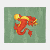Rode Chinese Draak op Groen Fleece Deken (Voorkant (Horizontaal))