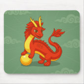 Rode Chinese Draak op Groen Muismat (Voorkant)