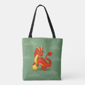 Rode Chinese Draak op Groen Tote Bag (Achterkant)