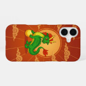 Rode Chinese Draak op Rood iPhone 16 Hoesje (Achterkant horizontaal)