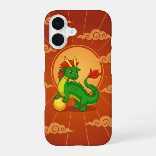 Rode Chinese Draak op Rood iPhone 16 Hoesje (Achterkant)