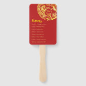 Rode Chinese Draak Phoenix logo trouwprogramma Handwaaier (Achterkant)