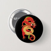Rode Chinese draak Ronde Button 5,7 Cm (Voorkant /achterkant)